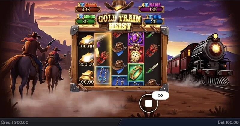 Gold Train Heist - aðalskjárinn með hjólum og sjóræningjaflóa